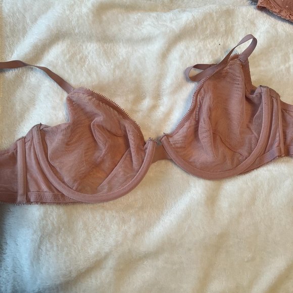 Victoria's Secret VERY SEXY Unlined Zebra Lace Demi Bra demure pink size 32DDD - Picture 9 of 15